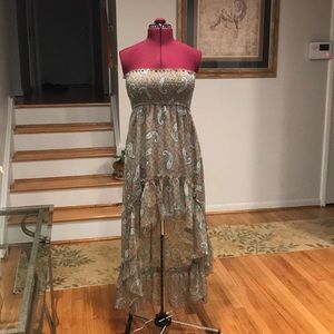 Paisley print high low dress